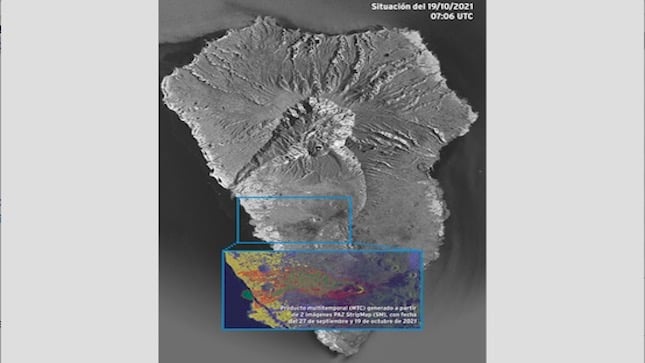 El satélite PAZ vigila la actividad volcánica en la isla de La Palma